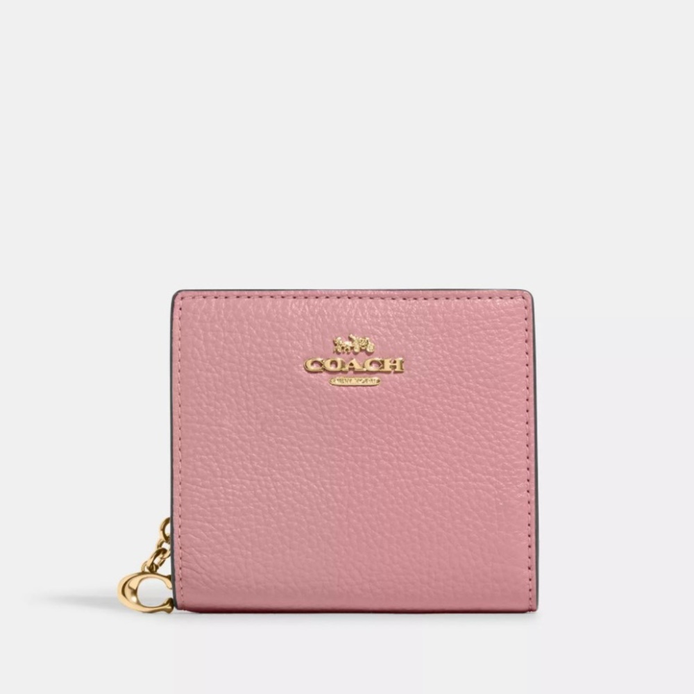 Coach Snap Wallet Leather Gold True Pink
